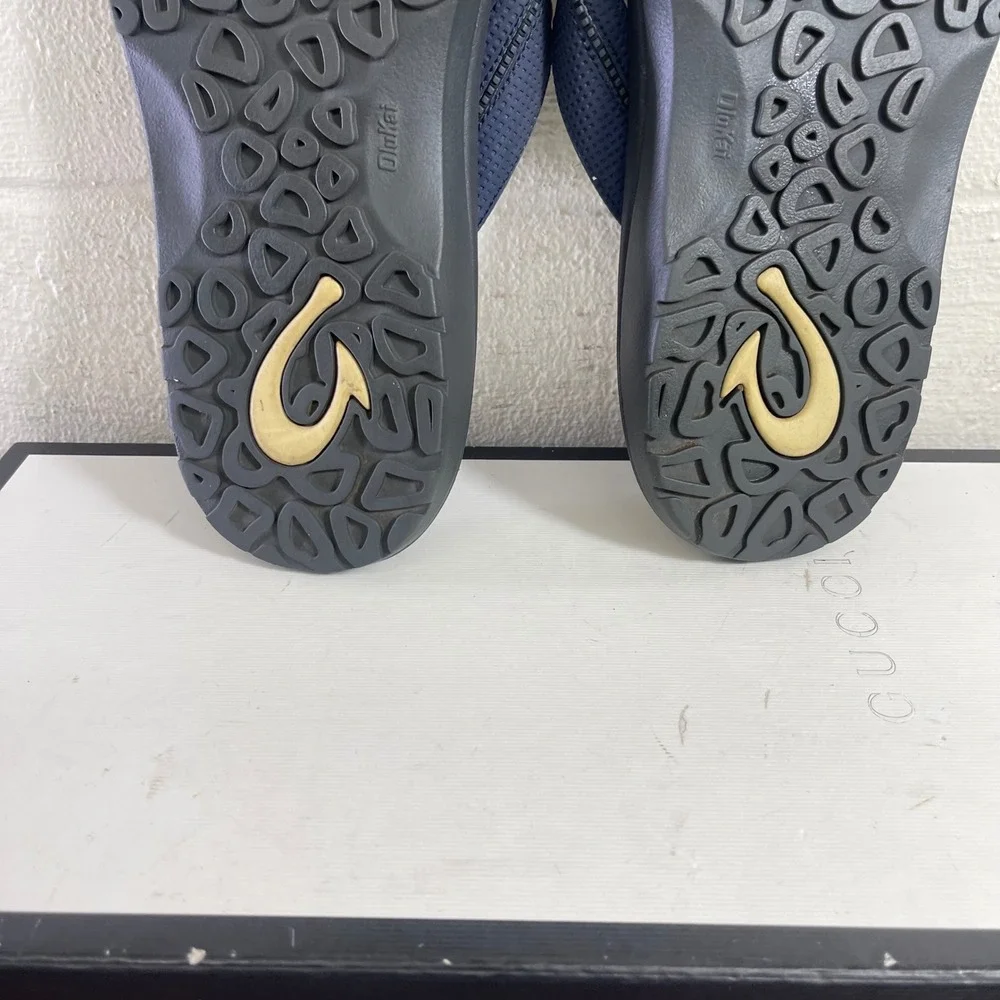 OluKai Kia'i II Sandal HLA Gray Navy Blue Flip Flops Sandals Slip‎ On Men's 8 US